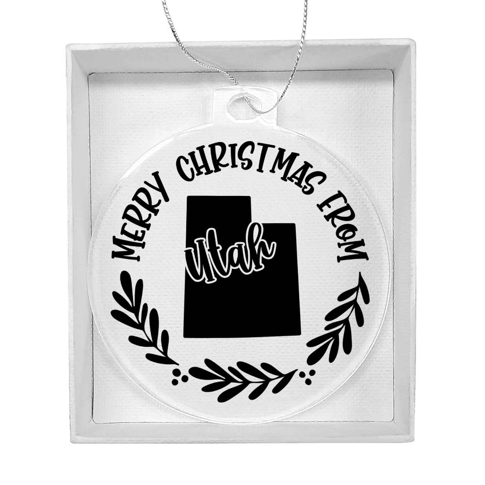 Merry Christmas From Utah - Acrylic Ornament