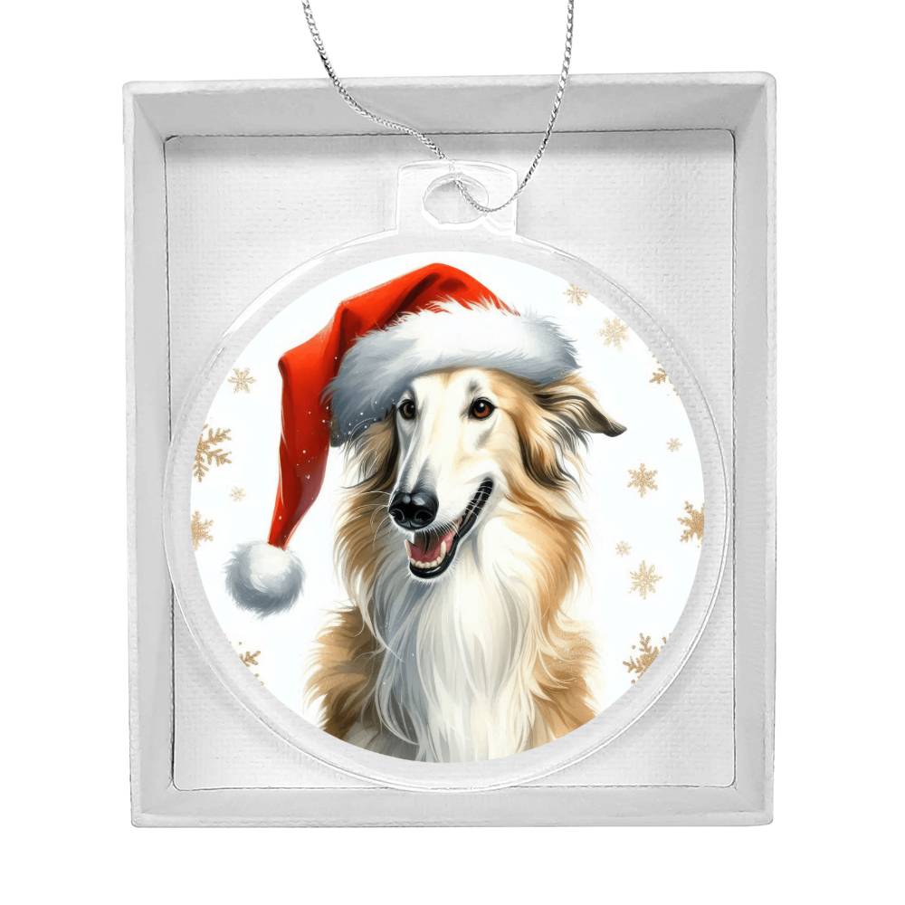 Christmas Dog - Borzoi - Acrylic Ornament