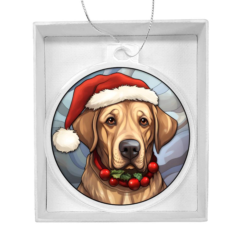 Dog Stained Glass Christmas Design 003 - Acrylic Ornament