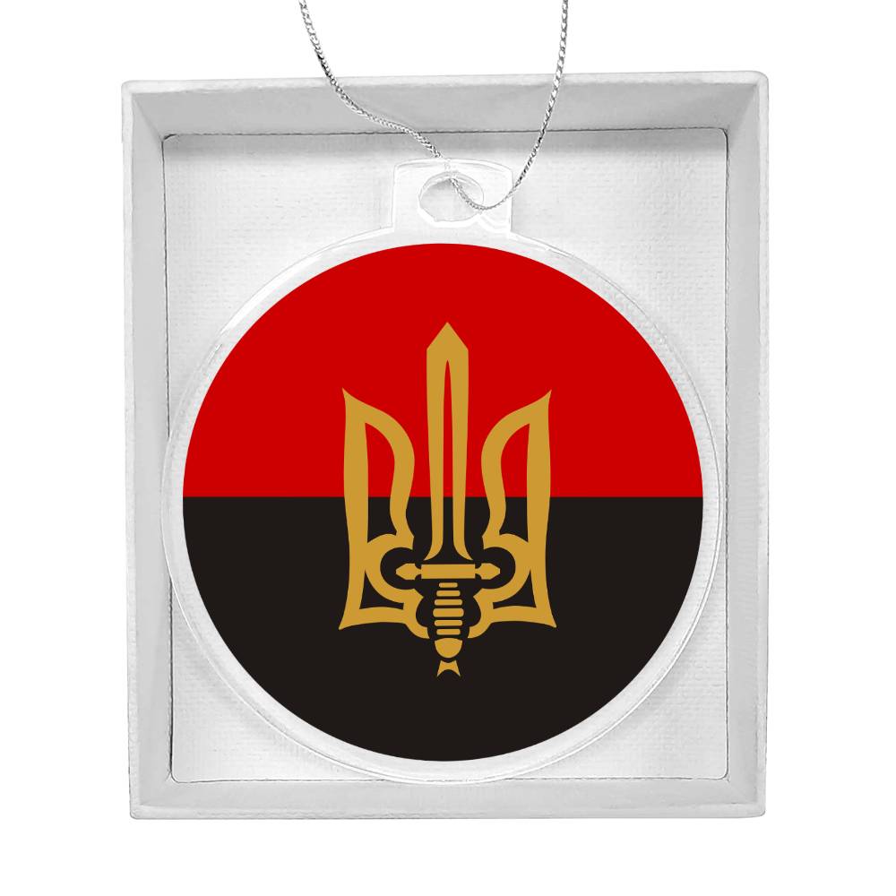 Stylized Tryzub And Red-Black Flag - Acrylic Ornament