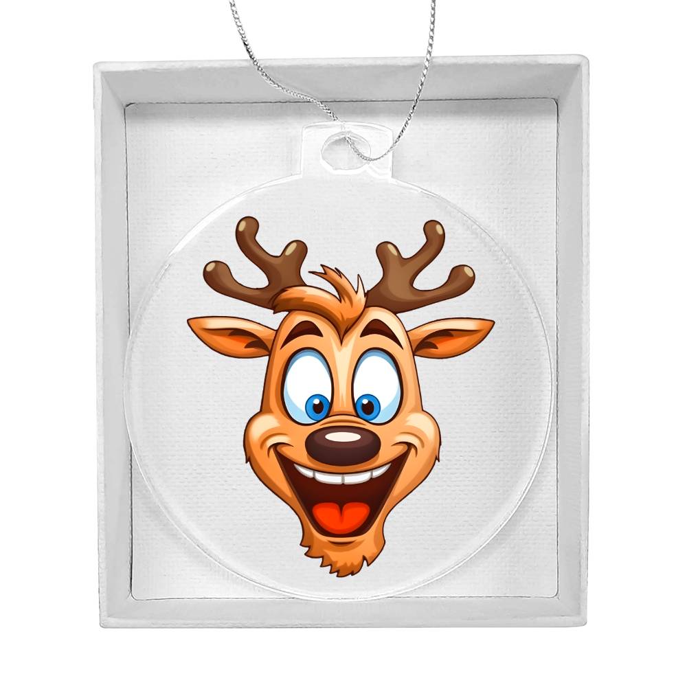 Funny Reindeer Face 04 - Acrylic Ornament