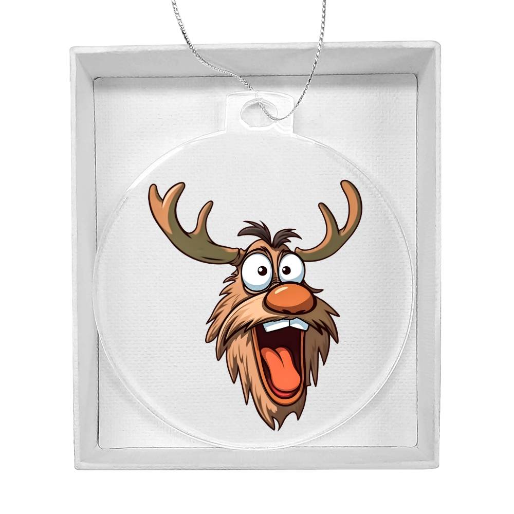 Funny Reindeer Face 10 - Acrylic Ornament