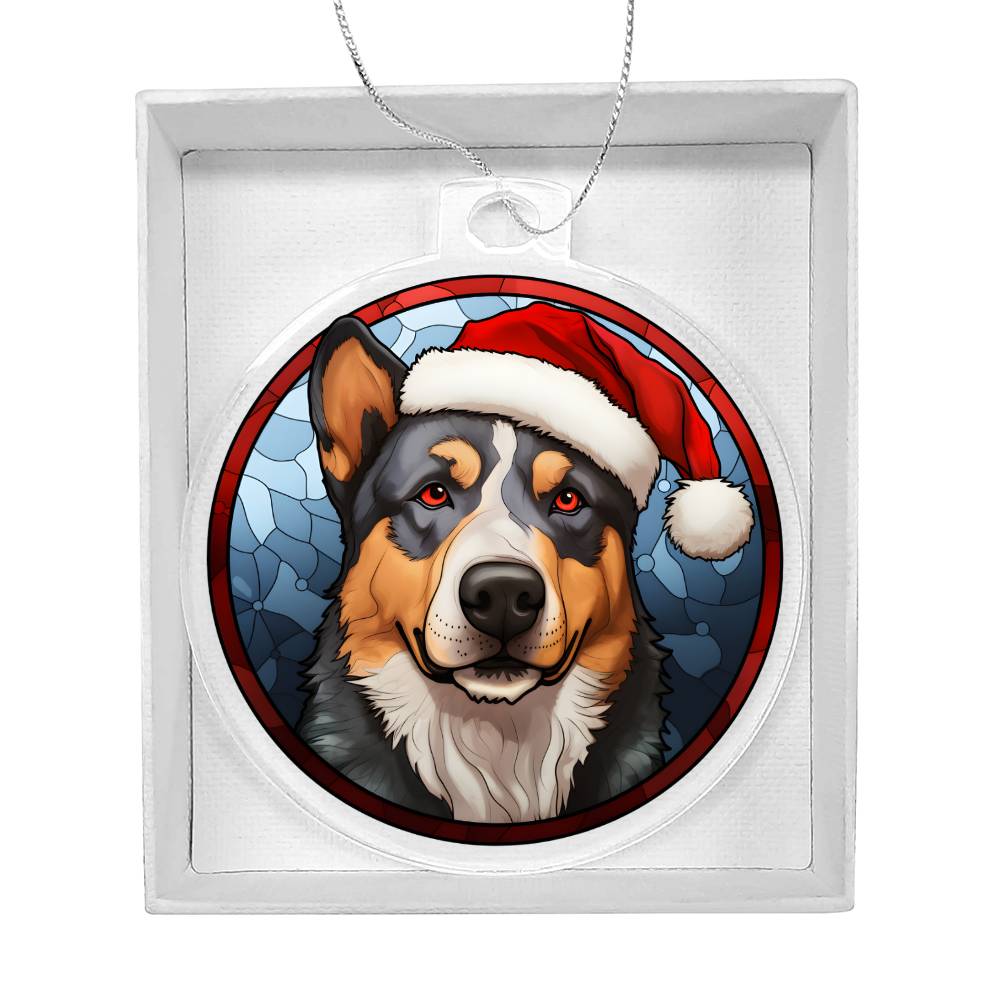 Dog Stained Glass Christmas Design 007 - Acrylic Ornament
