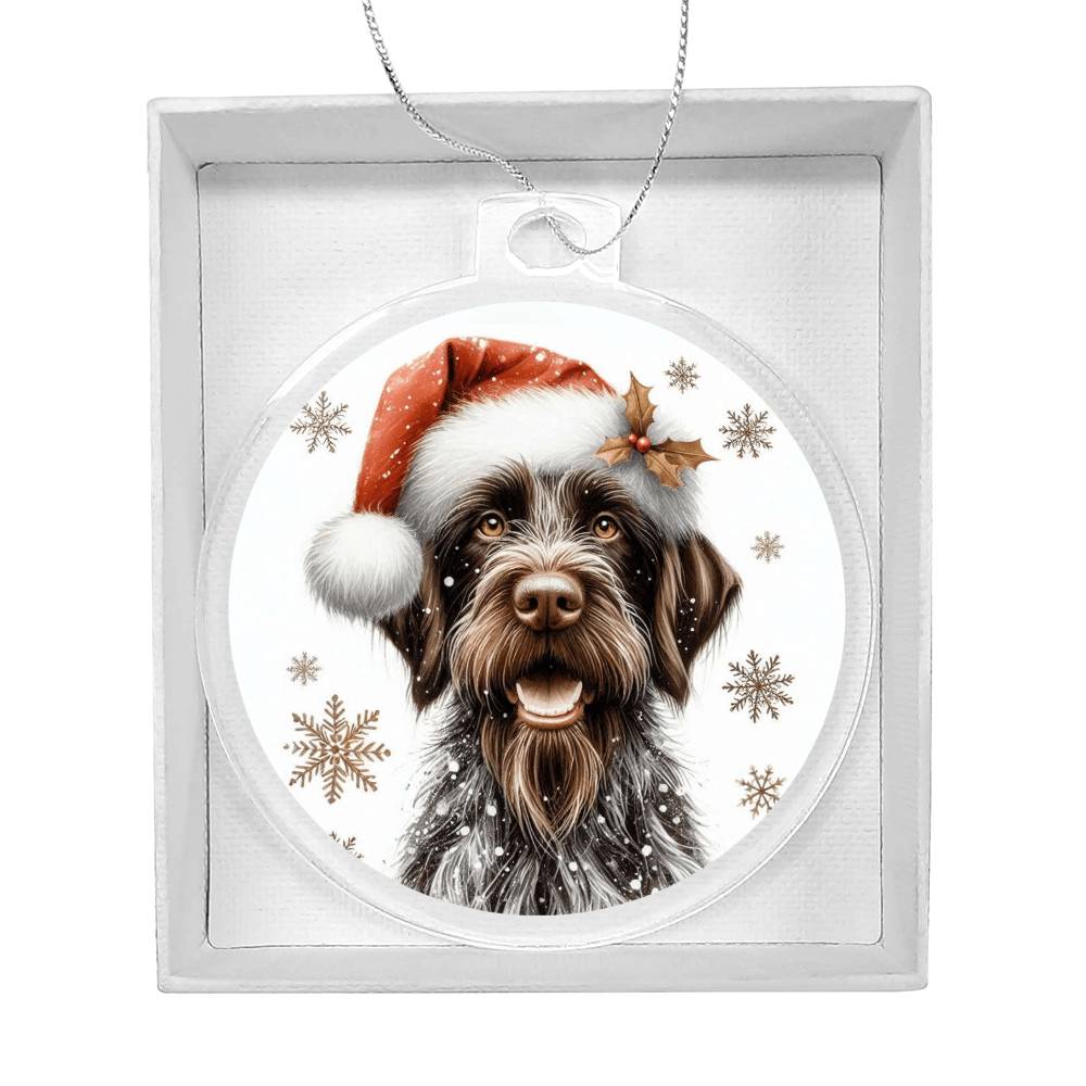 Christmas Dog - German Wirehaired Pointer - Acrylic Ornament