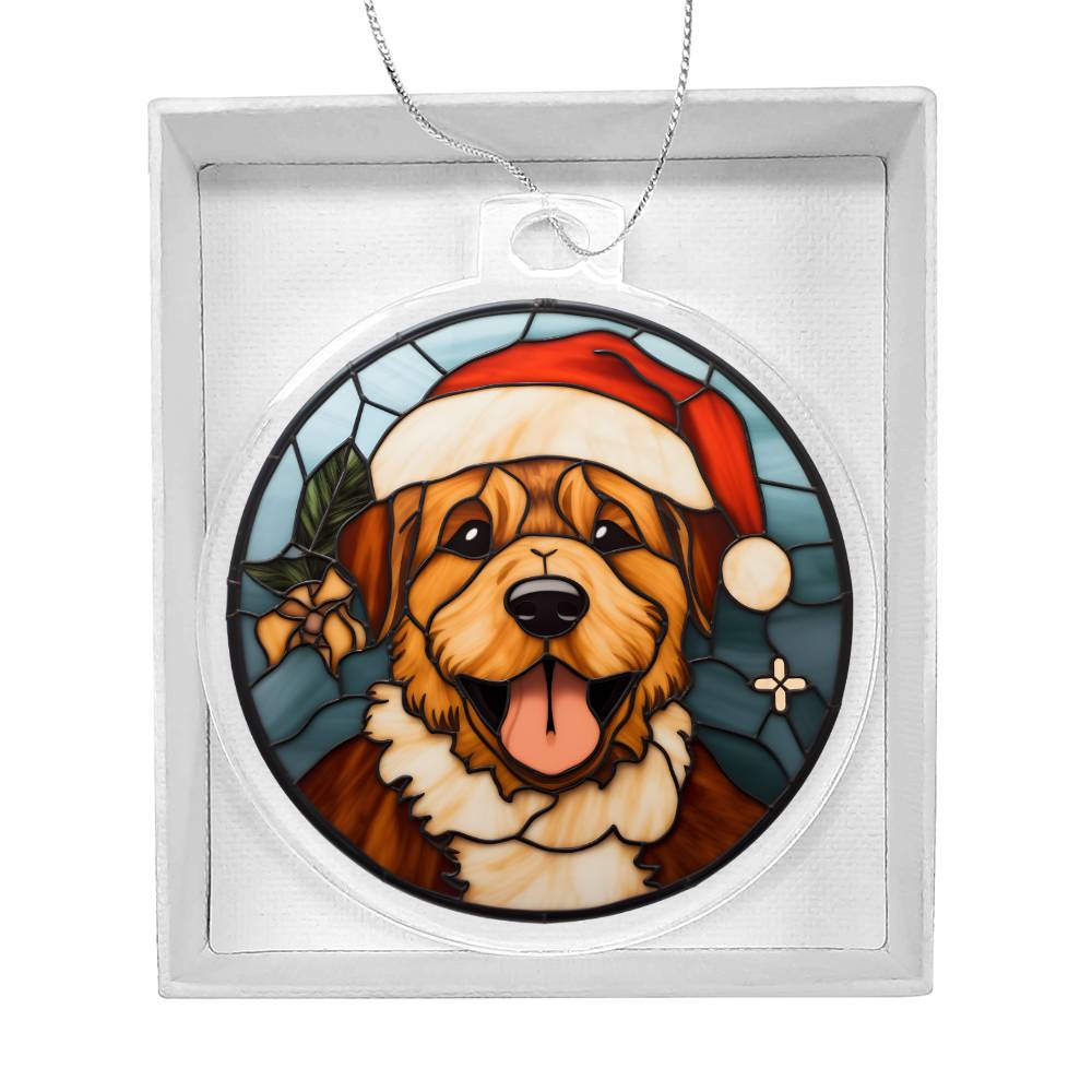 Dog Stained Glass Christmas Design 011 - Acrylic Ornament