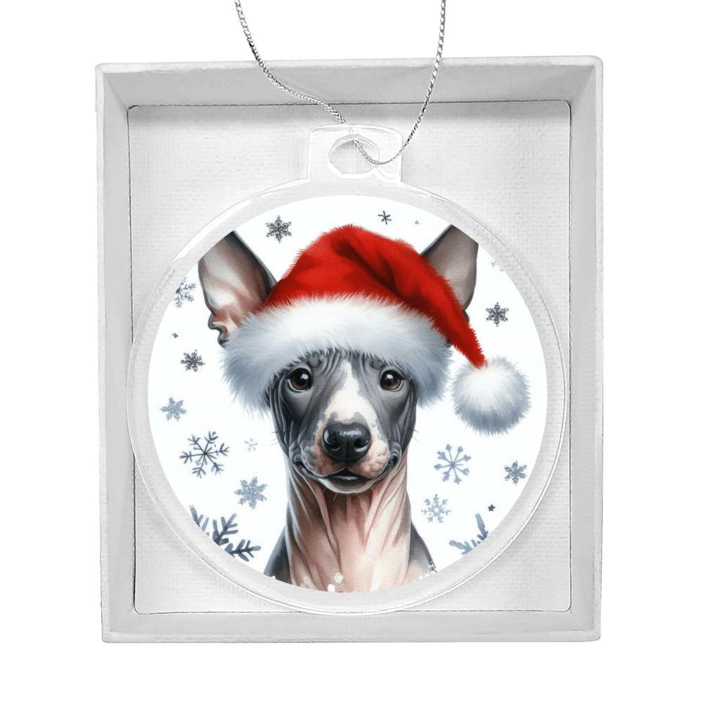 Christmas Dog - American Hairless Terrier - Acrylic Ornament