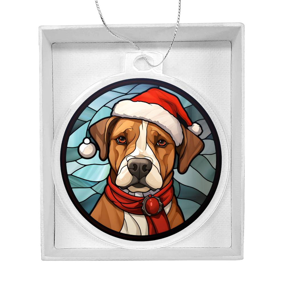 Dog Stained Glass Christmas Design 012 - Acrylic Ornament