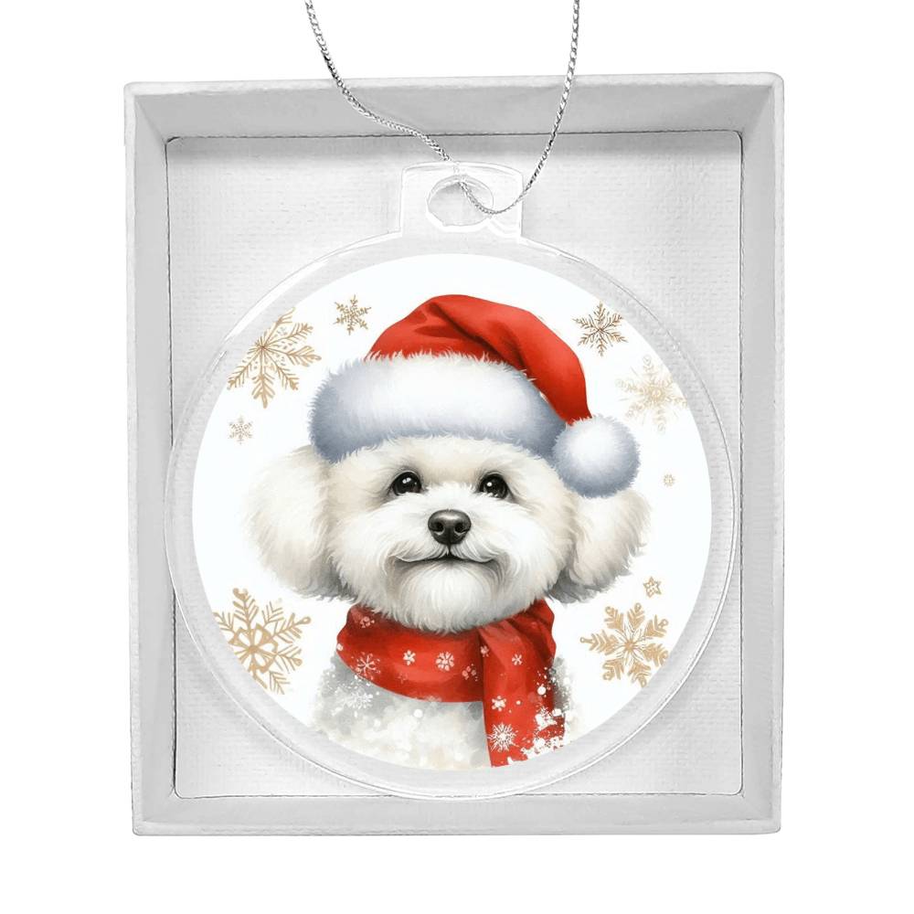 Christmas Dog - Bichon Frise - Acrylic Ornament