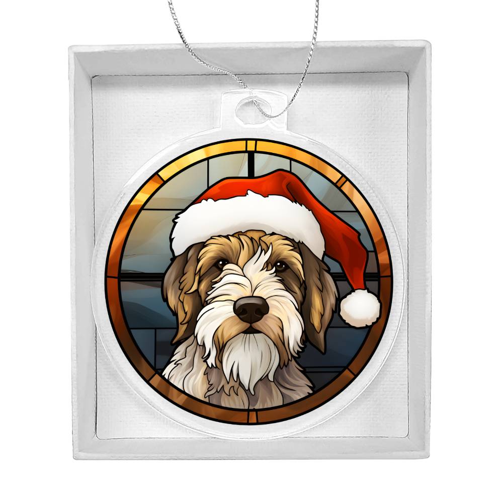 Dog Stained Glass Christmas Design 019 - Acrylic Ornament