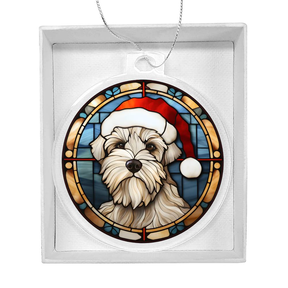 Dog Stained Glass Christmas Design 033 - Acrylic Ornament