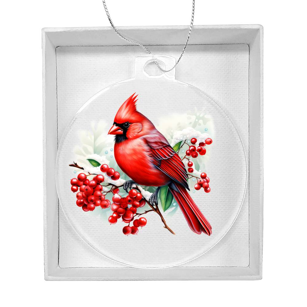 Christmas Cardinal 008 - Acrylic Ornament