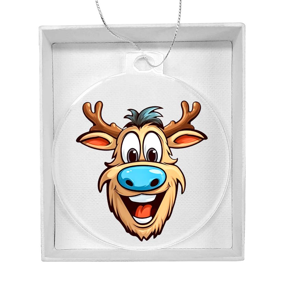 Funny Reindeer Face 14 - Acrylic Ornament