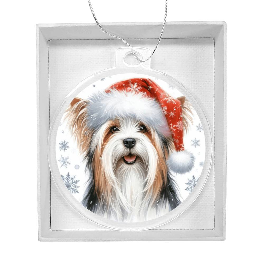 Christmas Dog - Biewer Terrier - Acrylic Ornament