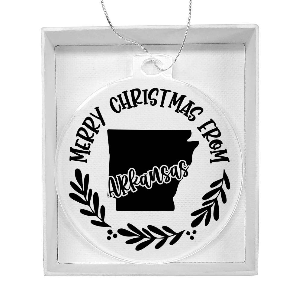 Merry Christmas From Arkansas - Acrylic Ornament