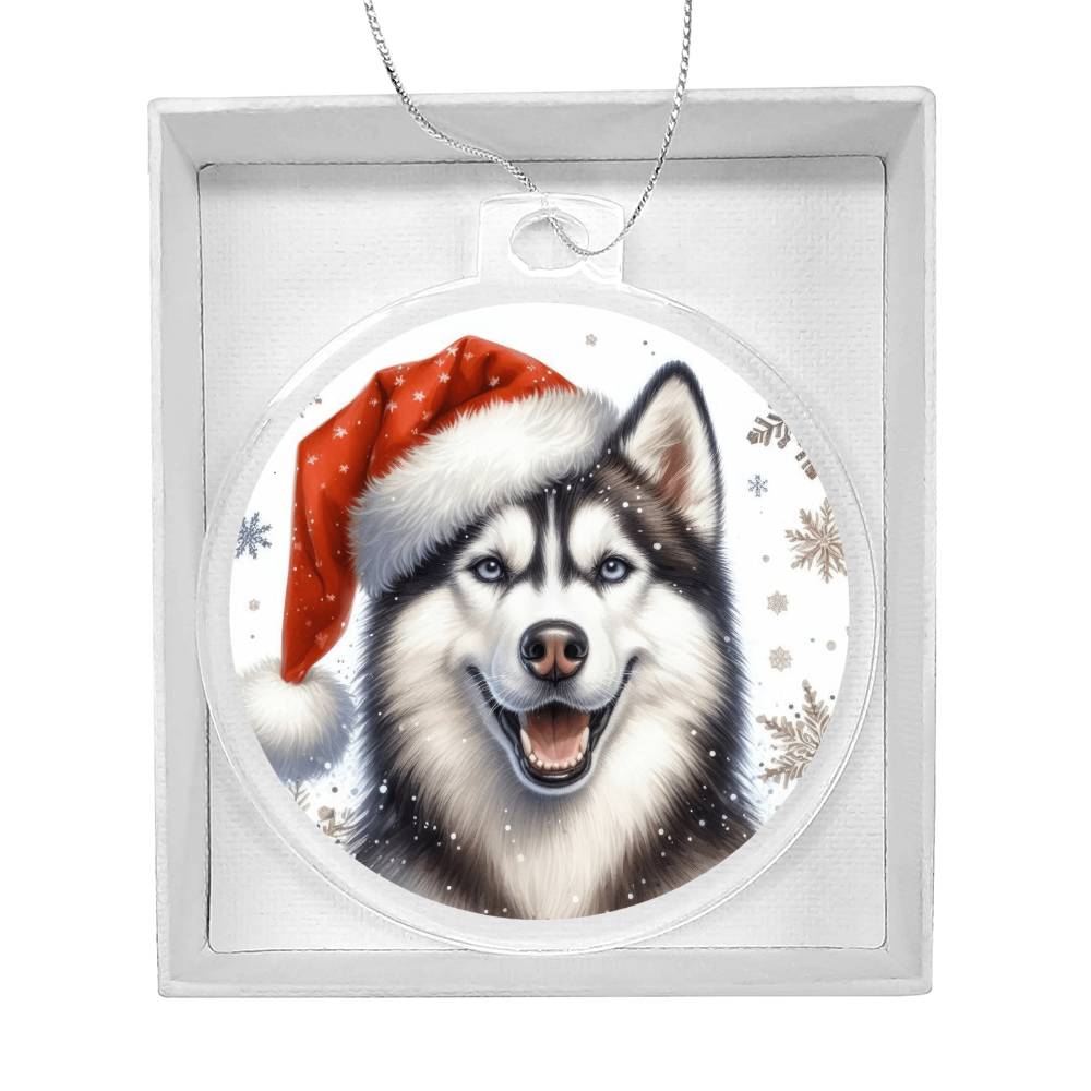 Christmas Dog - Siberian Husky Dog - Acrylic Ornament