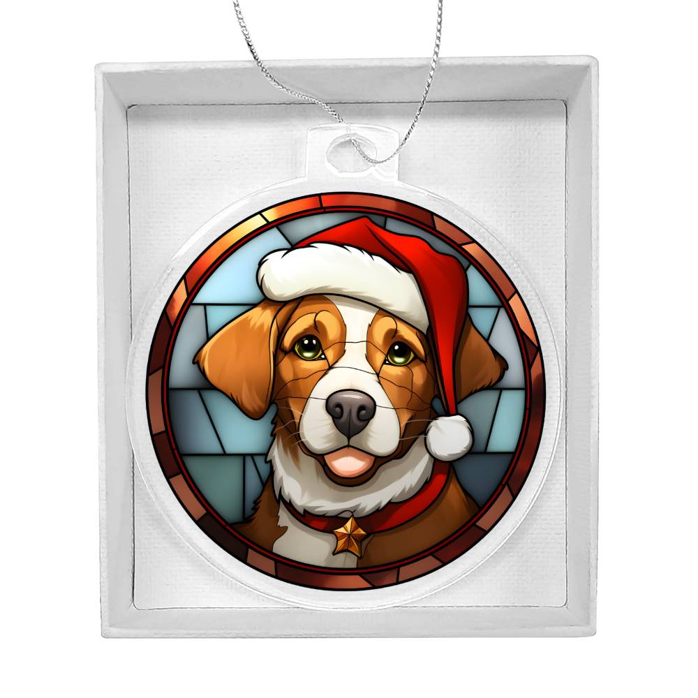 Dog Stained Glass Christmas Design 005 - Acrylic Ornament