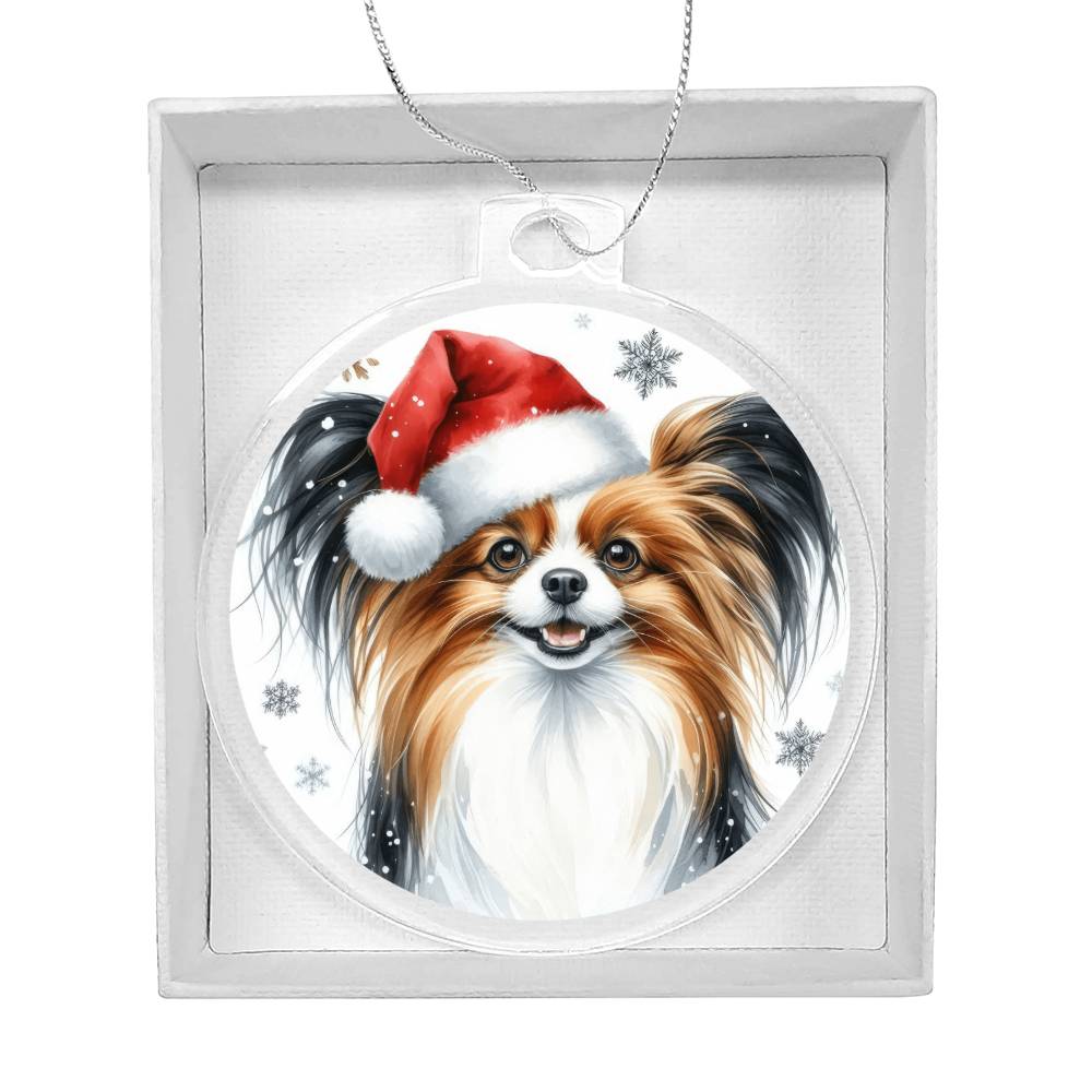 Christmas Dog - Papillon - Acrylic Ornament