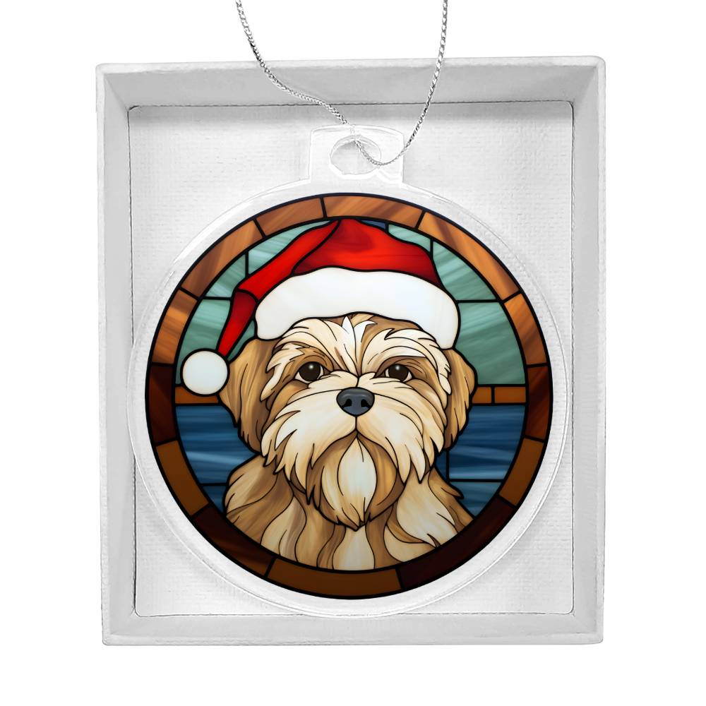 Dog Stained Glass Christmas Design 002 - Acrylic Ornament