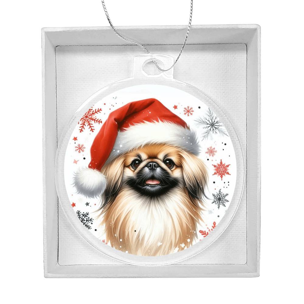 Christmas Dog - Pekingese - Acrylic Ornament