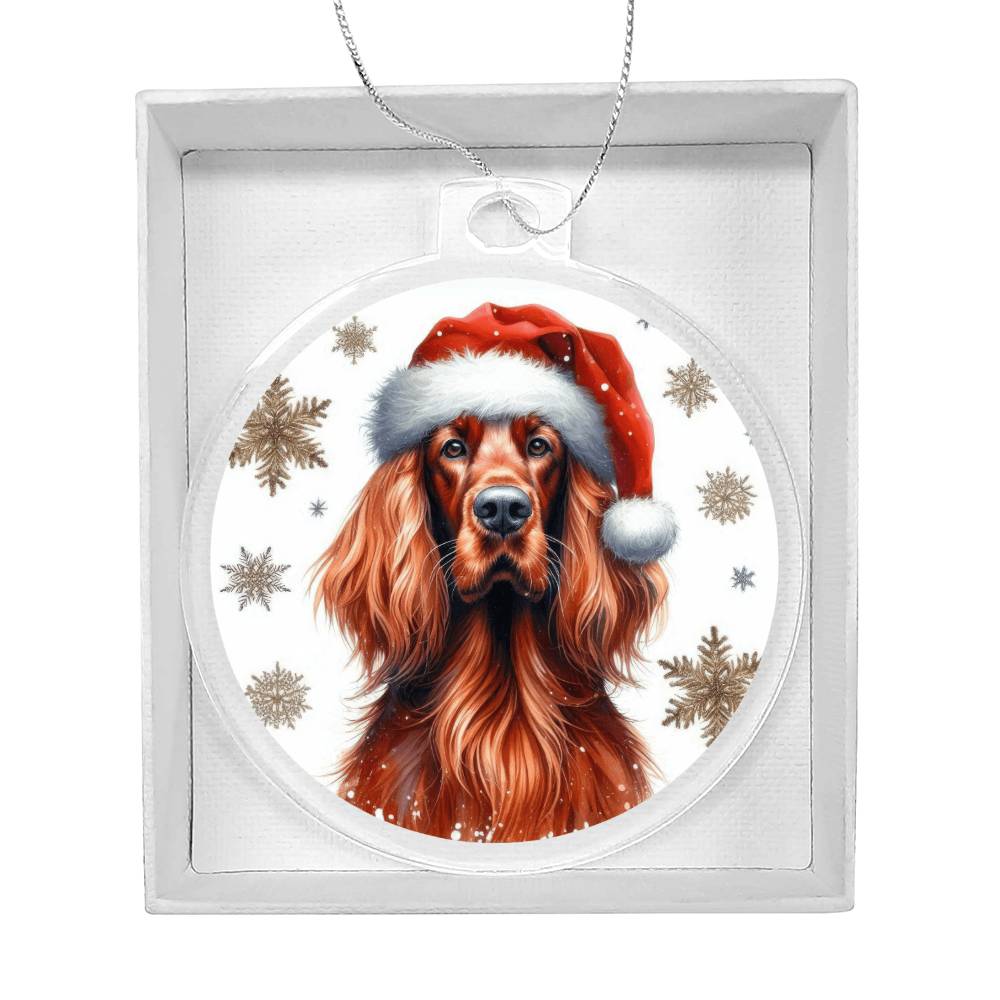 Christmas Dog - Irish Setter - Acrylic Ornament