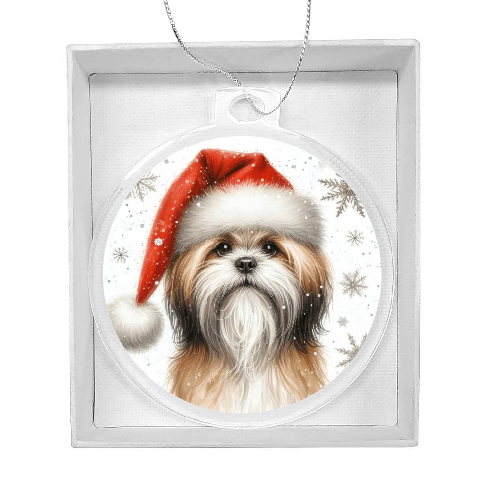 Christmas Dog - Lhasa Apso - Acrylic Ornament