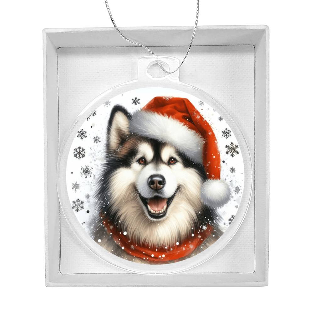 Christmas Dog - Alaskan Malamute - Acrylic Ornament