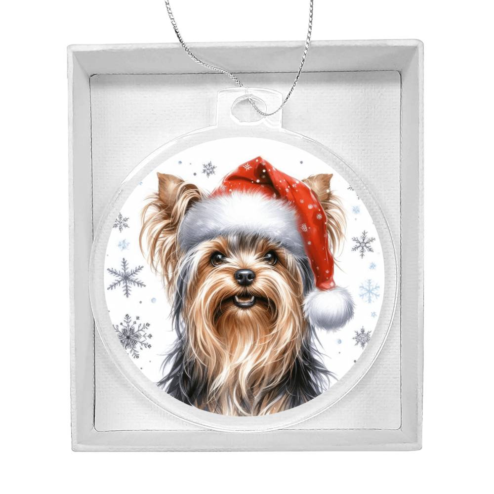 Christmas Dog - Yorkshire Terrier - Acrylic Ornament