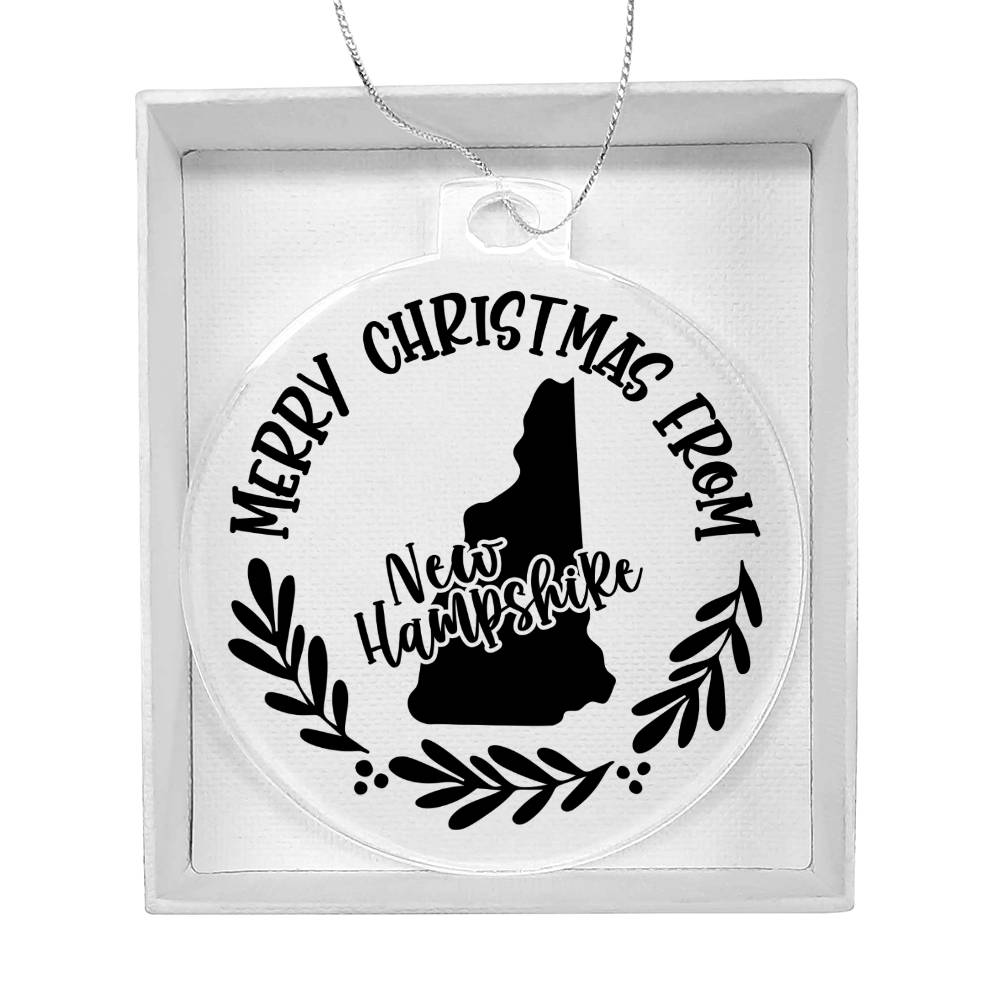 Merry Christmas From New Hampshire - Acrylic Ornament