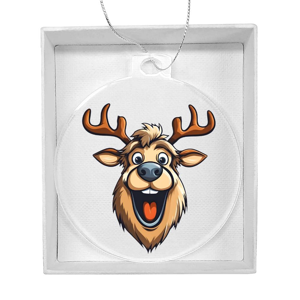 Funny Reindeer Face 01 - Acrylic Ornament