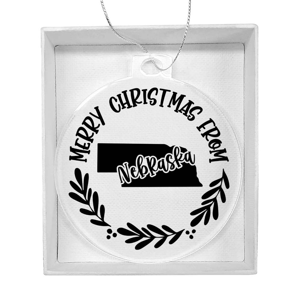 Merry Christmas From Nebraska - Acrylic Ornament