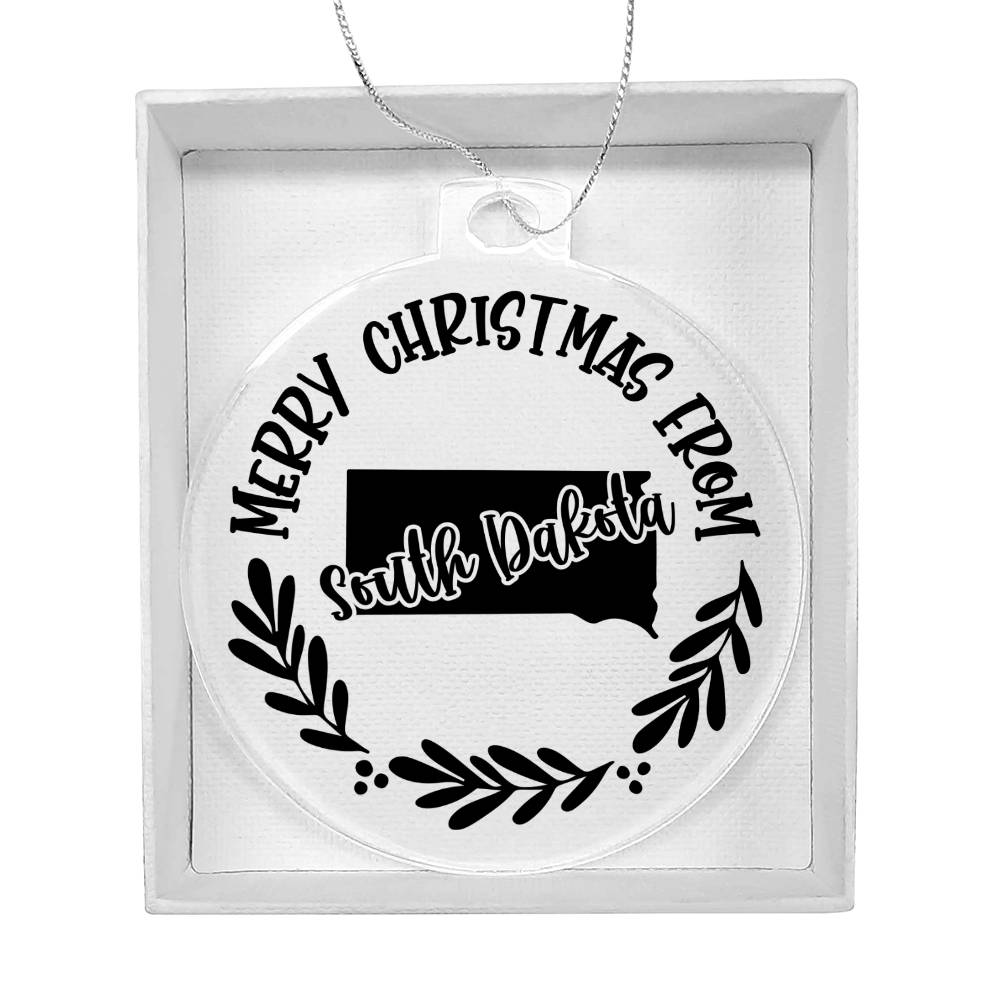 Merry Christmas From South Dakota - Acrylic Ornament