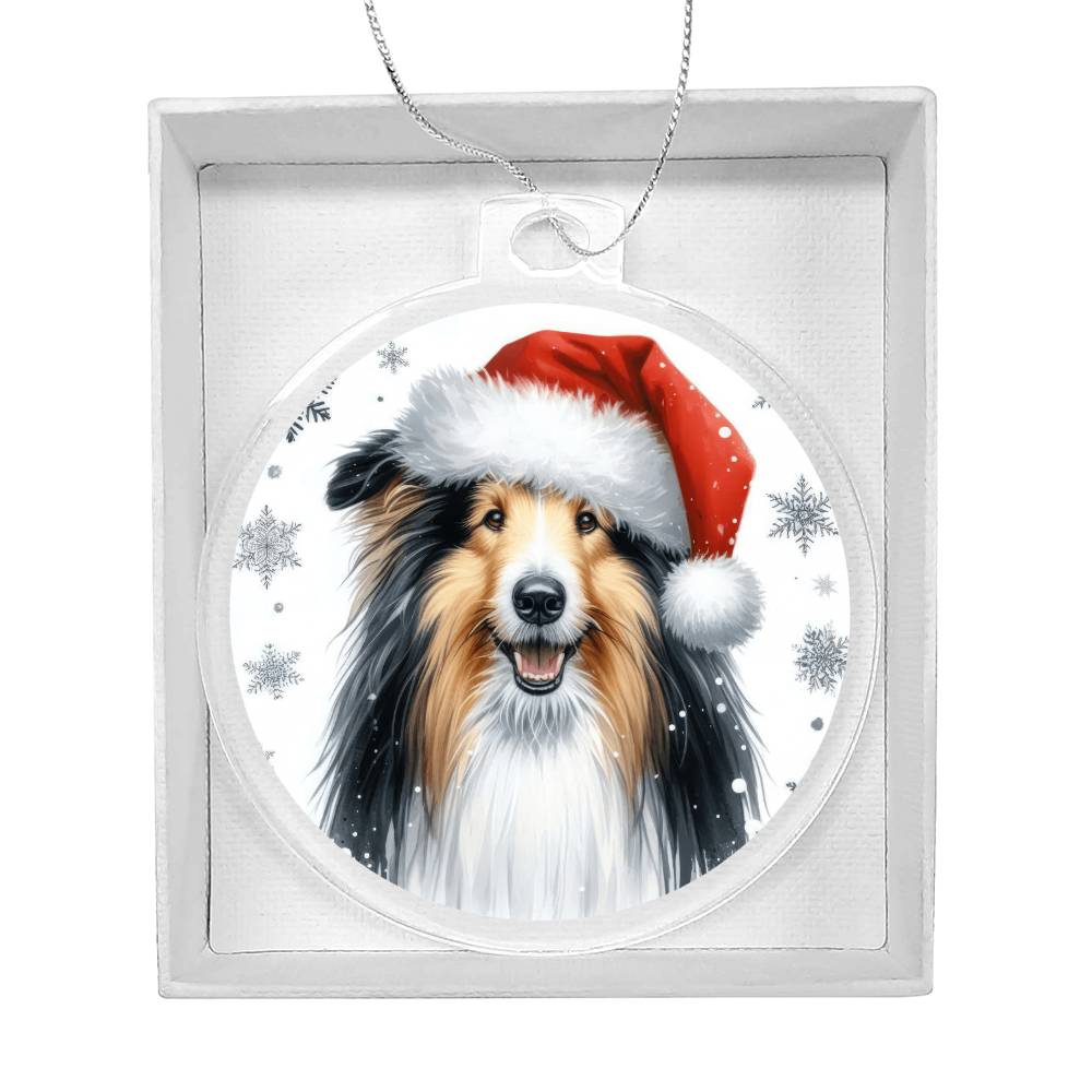 Christmas Dog - Bearded Collie - Acrylic Ornament