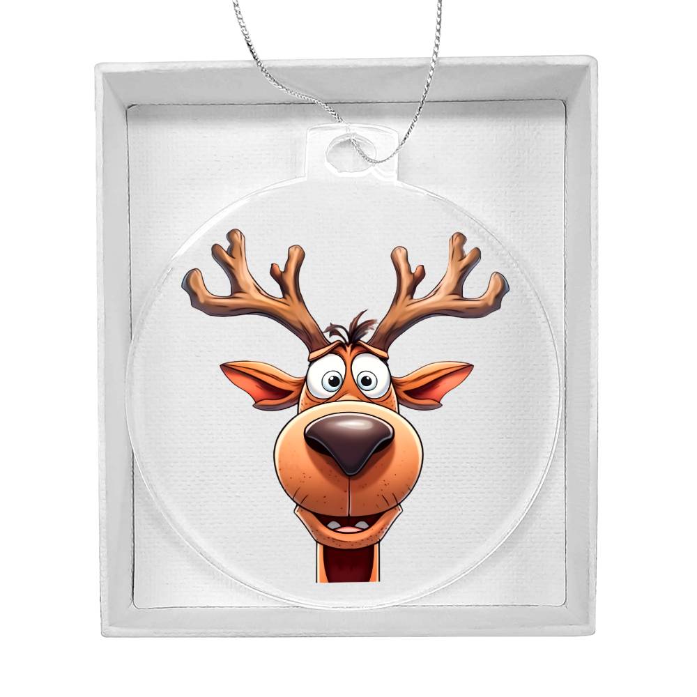 Funny Reindeer Face 03 - Acrylic Ornament