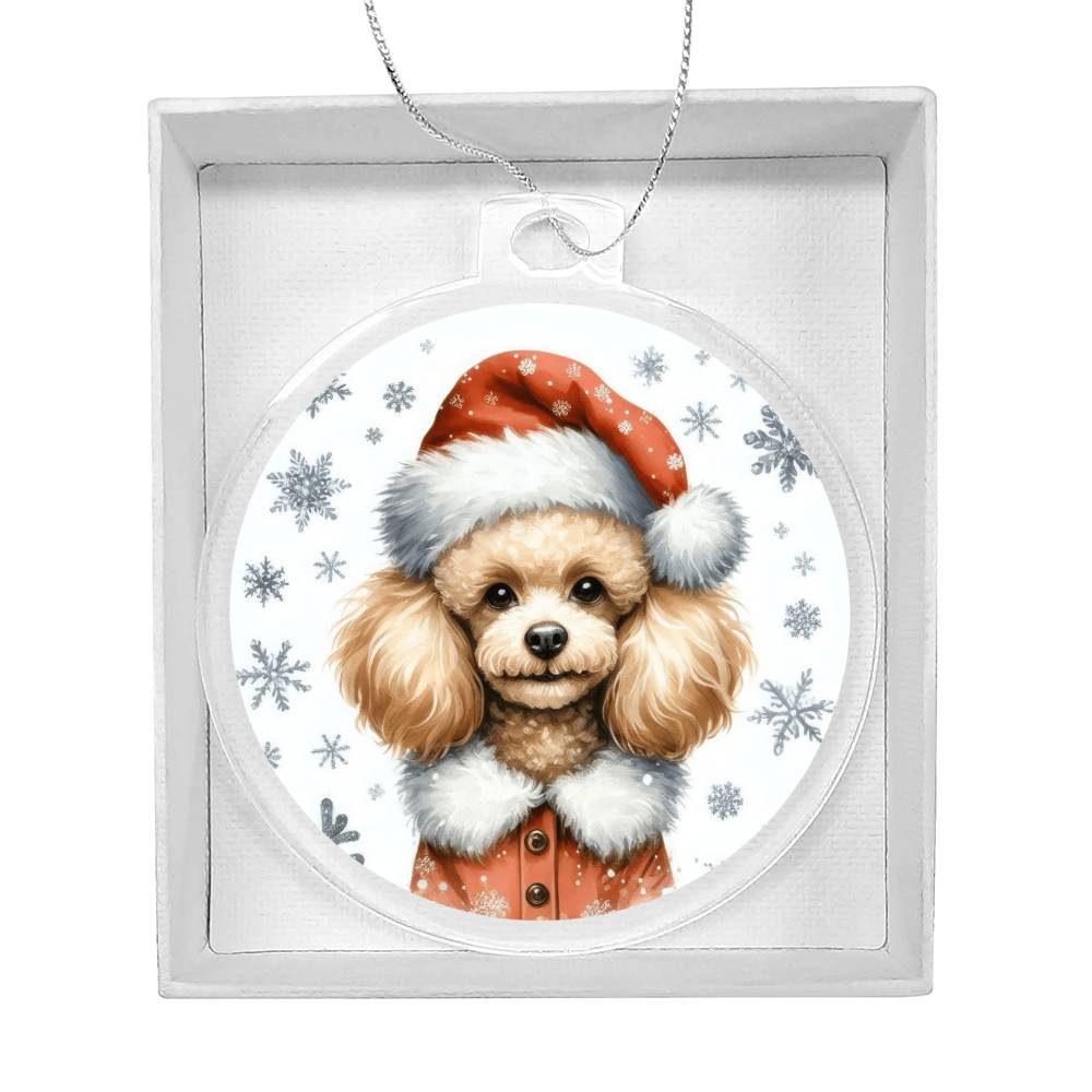 Christmas Dog - Toy Poodle - Acrylic Ornament