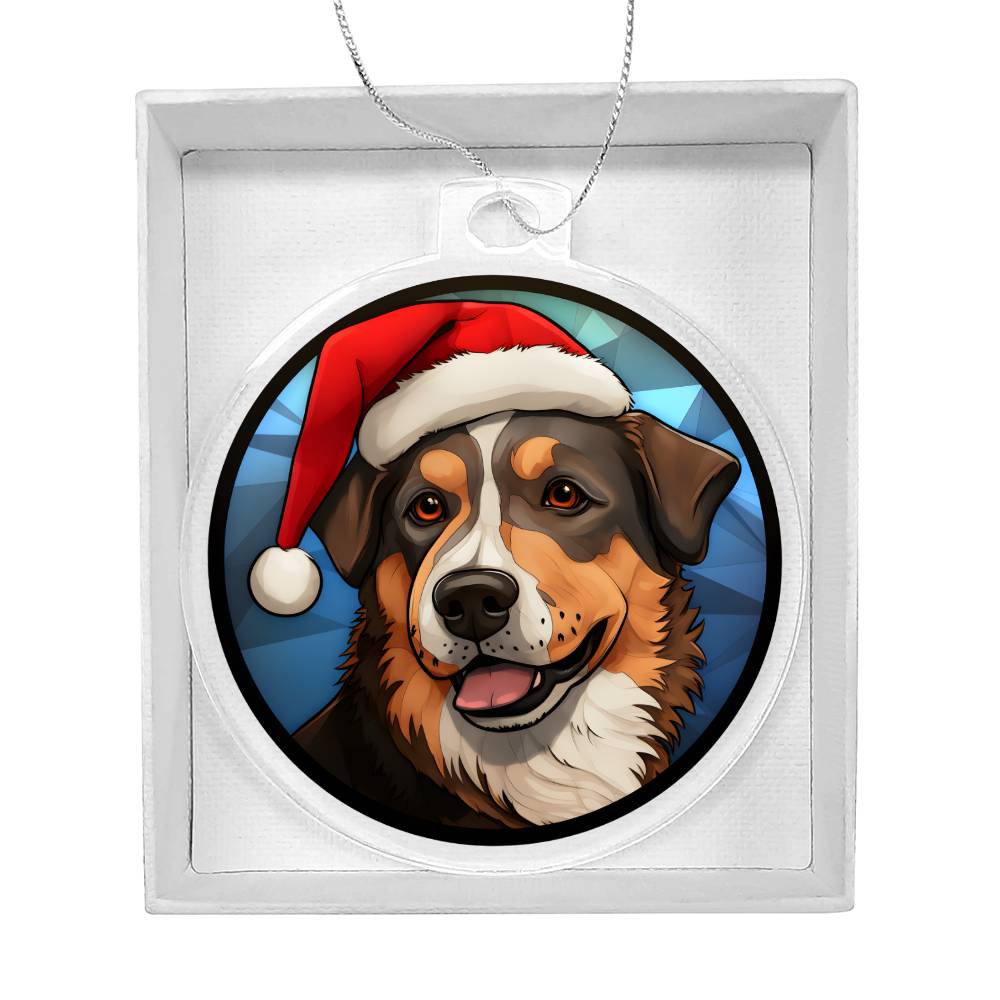 Dog Stained Glass Christmas Design 008 - Acrylic Ornament