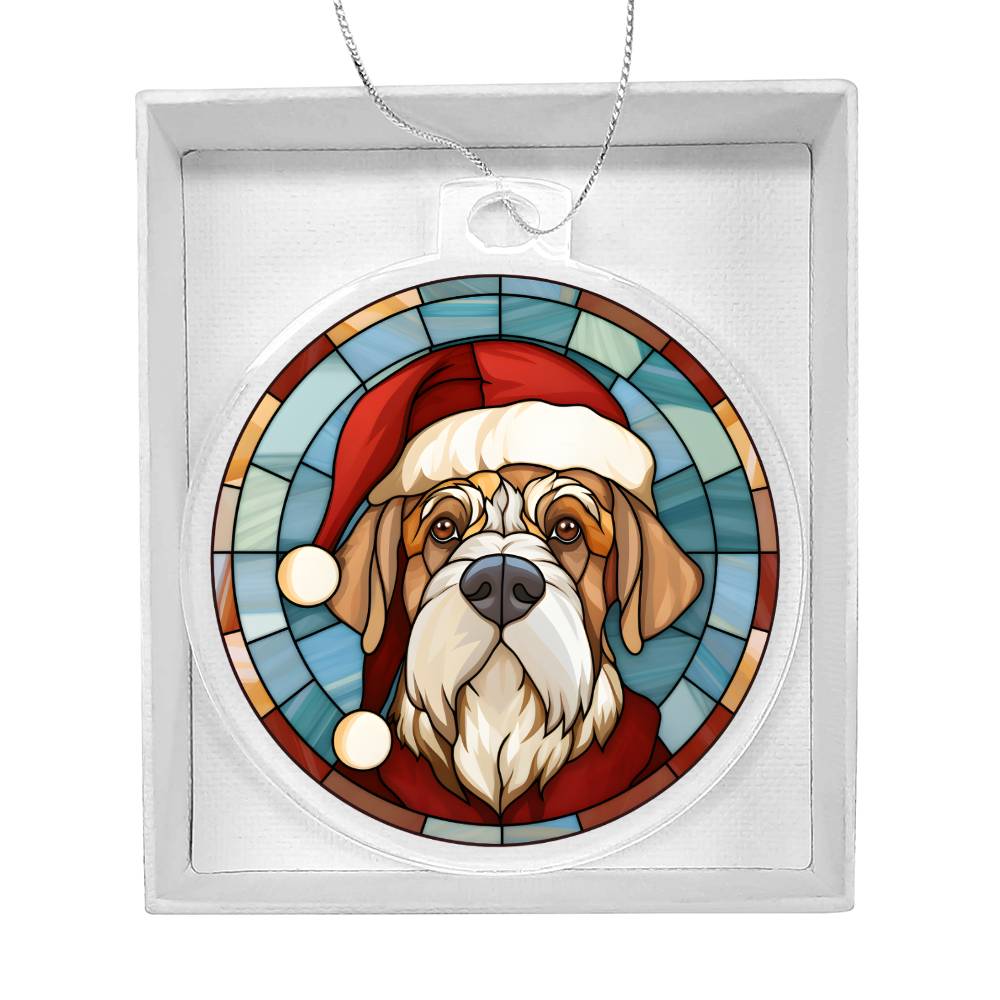 Dog Stained Glass Christmas Design 006 - Acrylic Ornament
