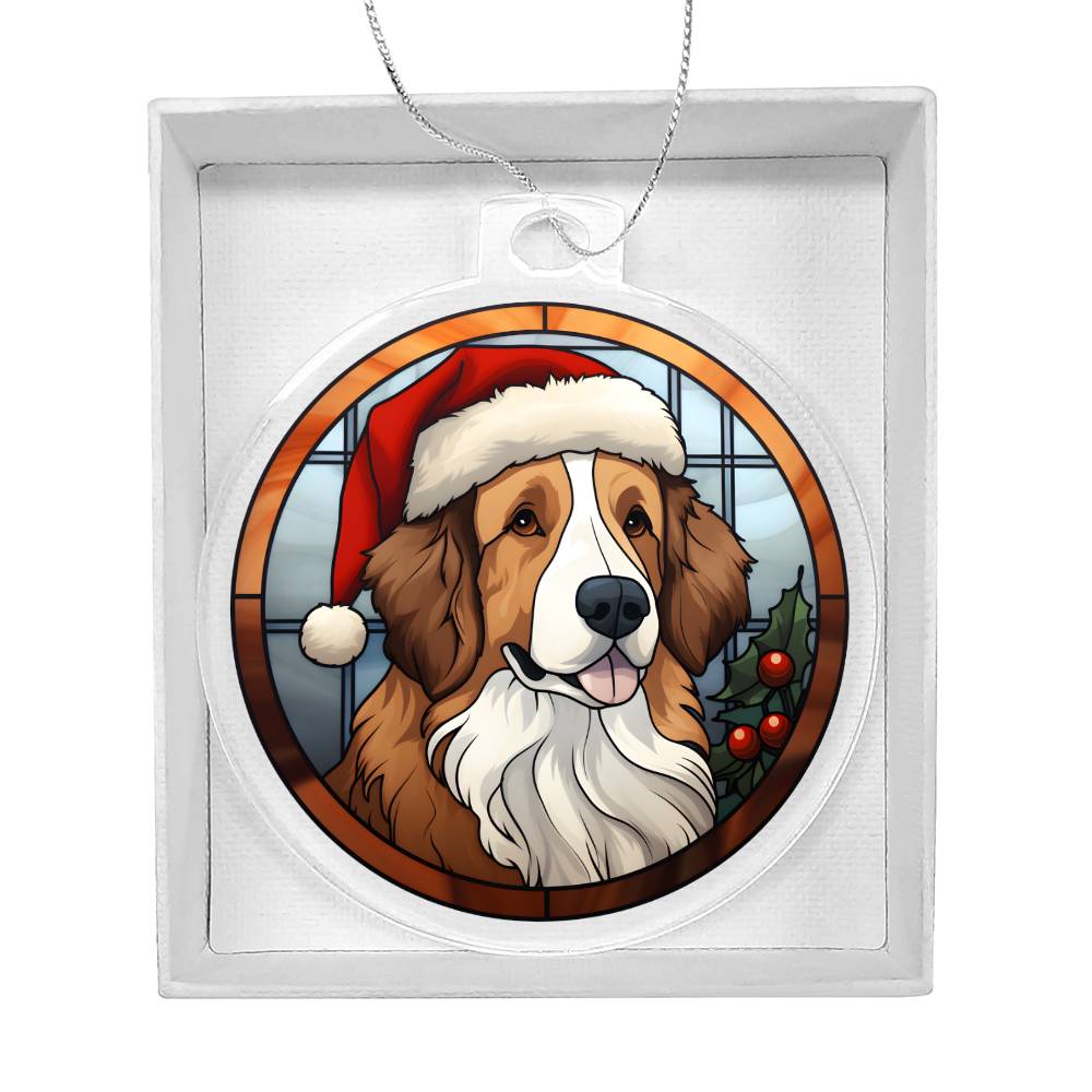 Dog Stained Glass Christmas Design 024 - Acrylic Ornament
