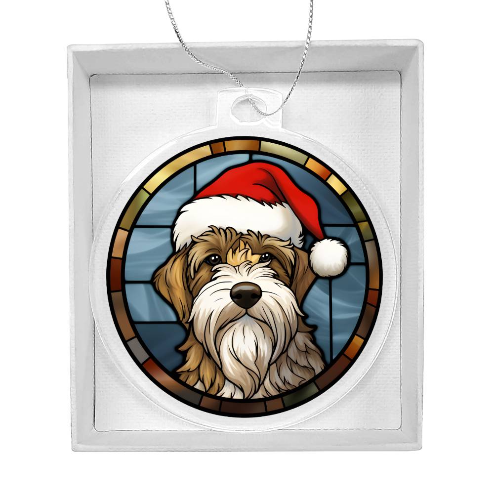 Dog Stained Glass Christmas Design 009 - Acrylic Ornament