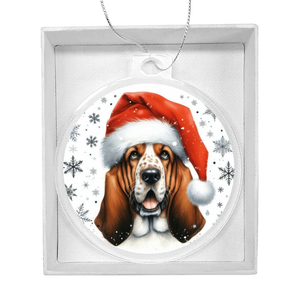 Christmas Dog - Basset Hound - Acrylic Ornament