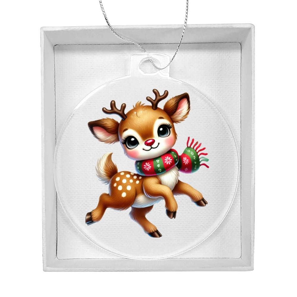 Cute Christmas Reindeer 001 - Acrylic Ornament