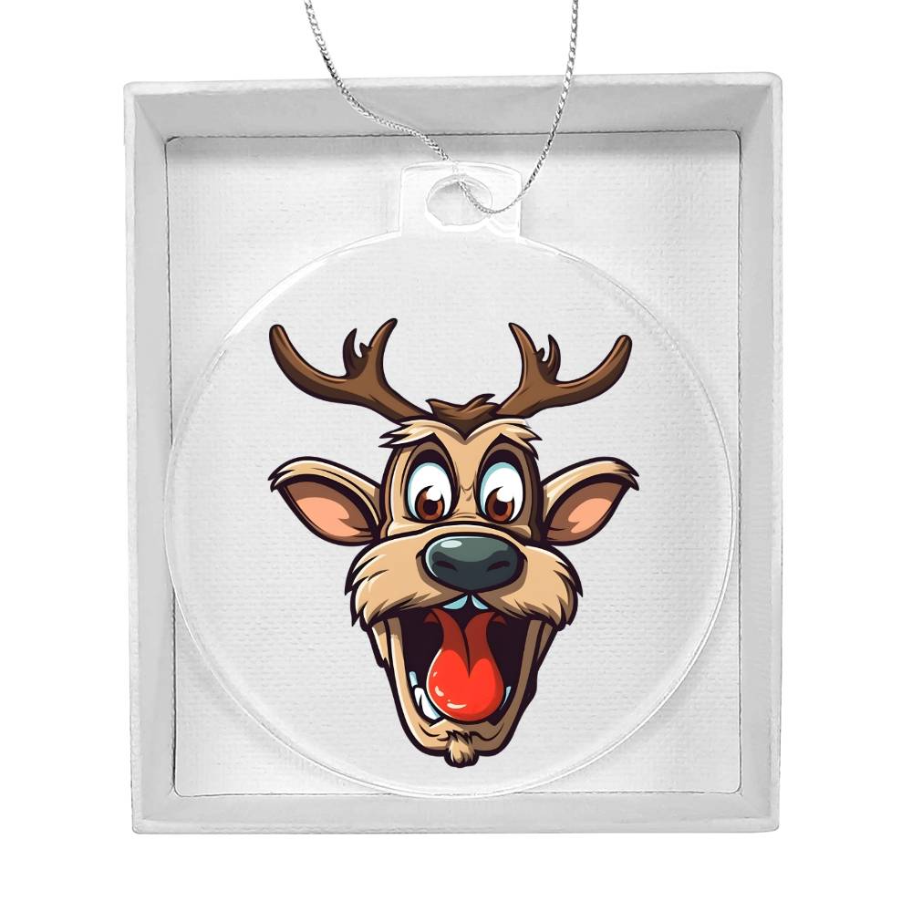 Funny Reindeer Face 15 - Acrylic Ornament