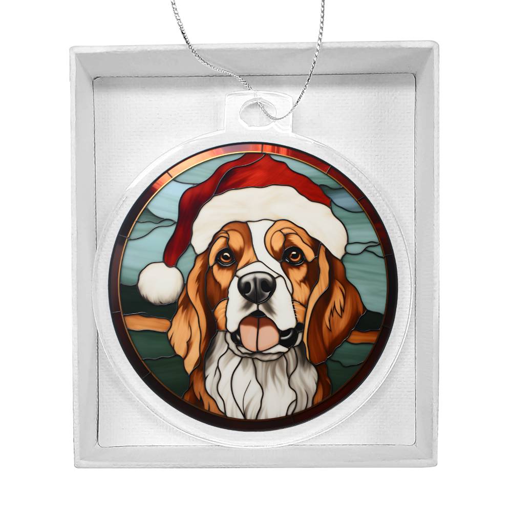 Dog Stained Glass Christmas Design 035 - Acrylic Ornament