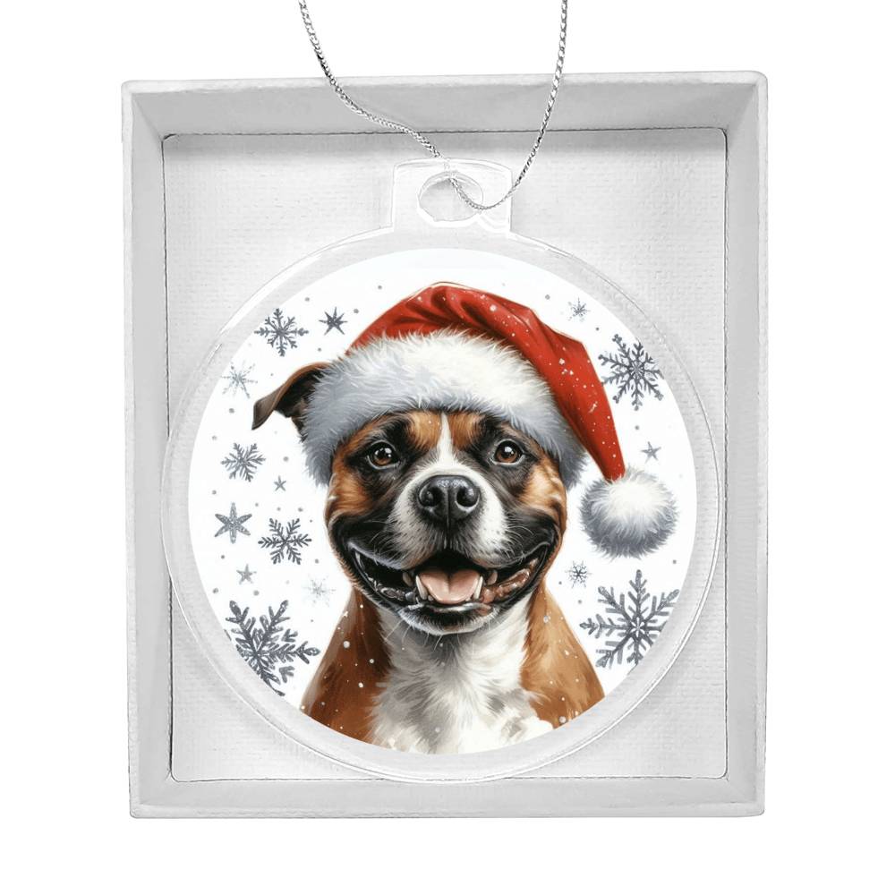 Christmas Dog - Staffordshire Bull Terrier - Acrylic Ornament