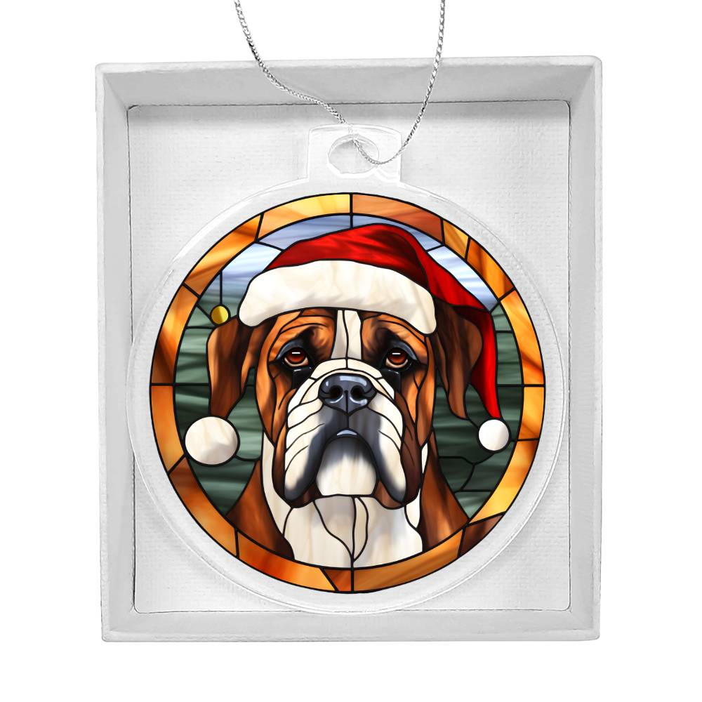 Dog Stained Glass Christmas Design 022 - Acrylic Ornament