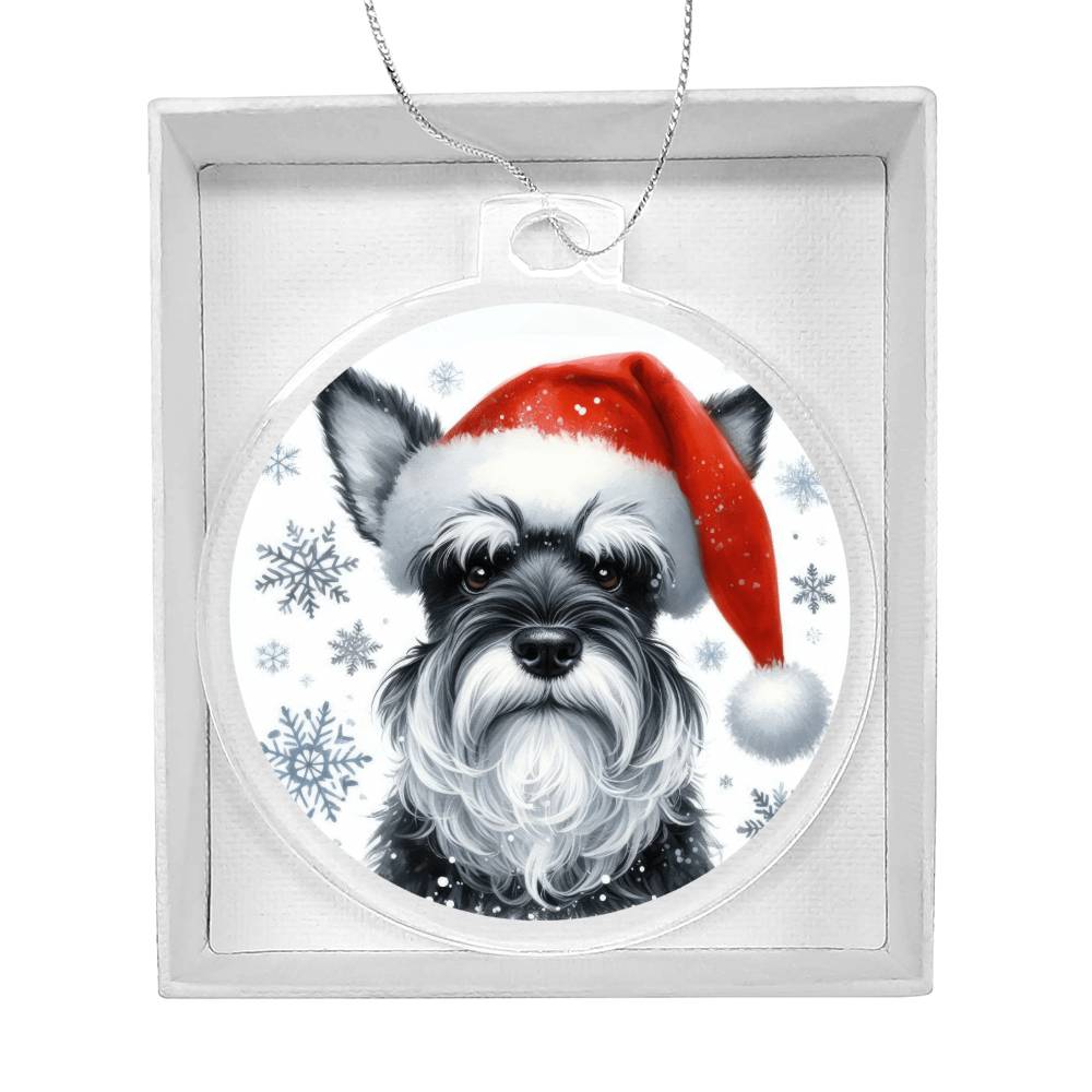 Christmas Dog - Miniature Schnauzer - Acrylic Ornament