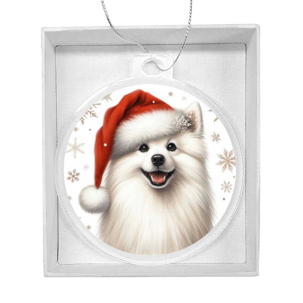 Christmas Dog - American Eskimo - Acrylic Ornament