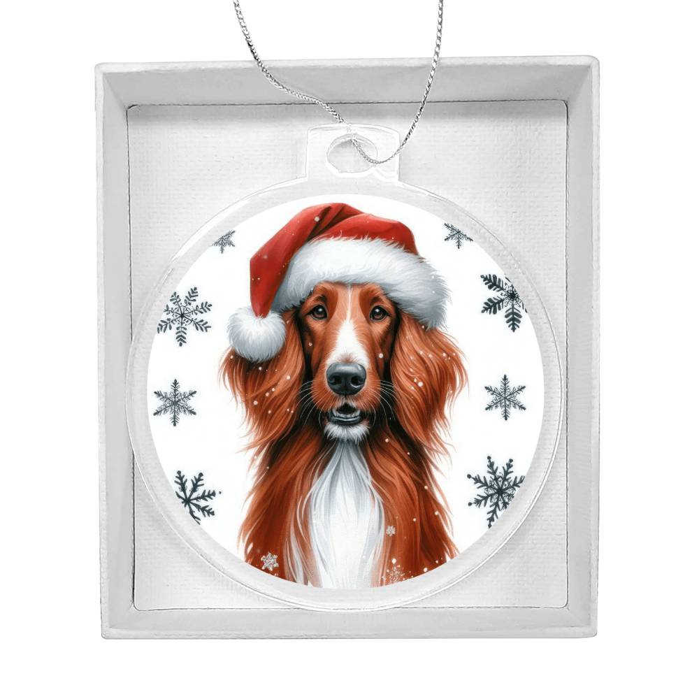 Christmas Dog - Irish Red and White Setter - Acrylic Ornament