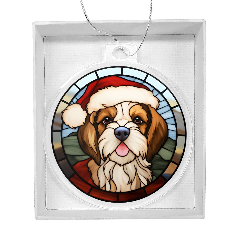 Dog Stained Glass Christmas Design 032 - Acrylic Ornament