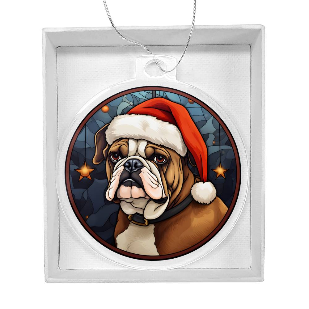 Dog Stained Glass Christmas Design 020 - Acrylic Ornament