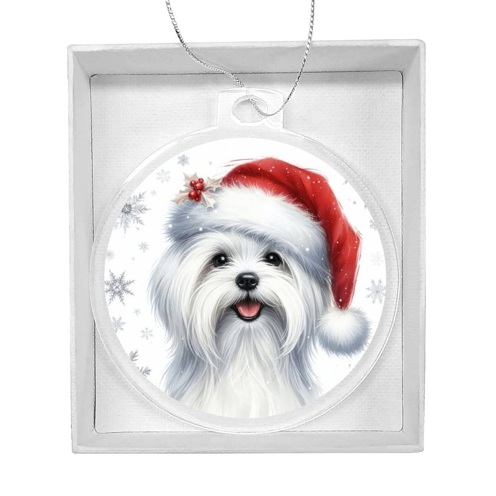 Christmas Dog - Maltese - Acrylic Ornament